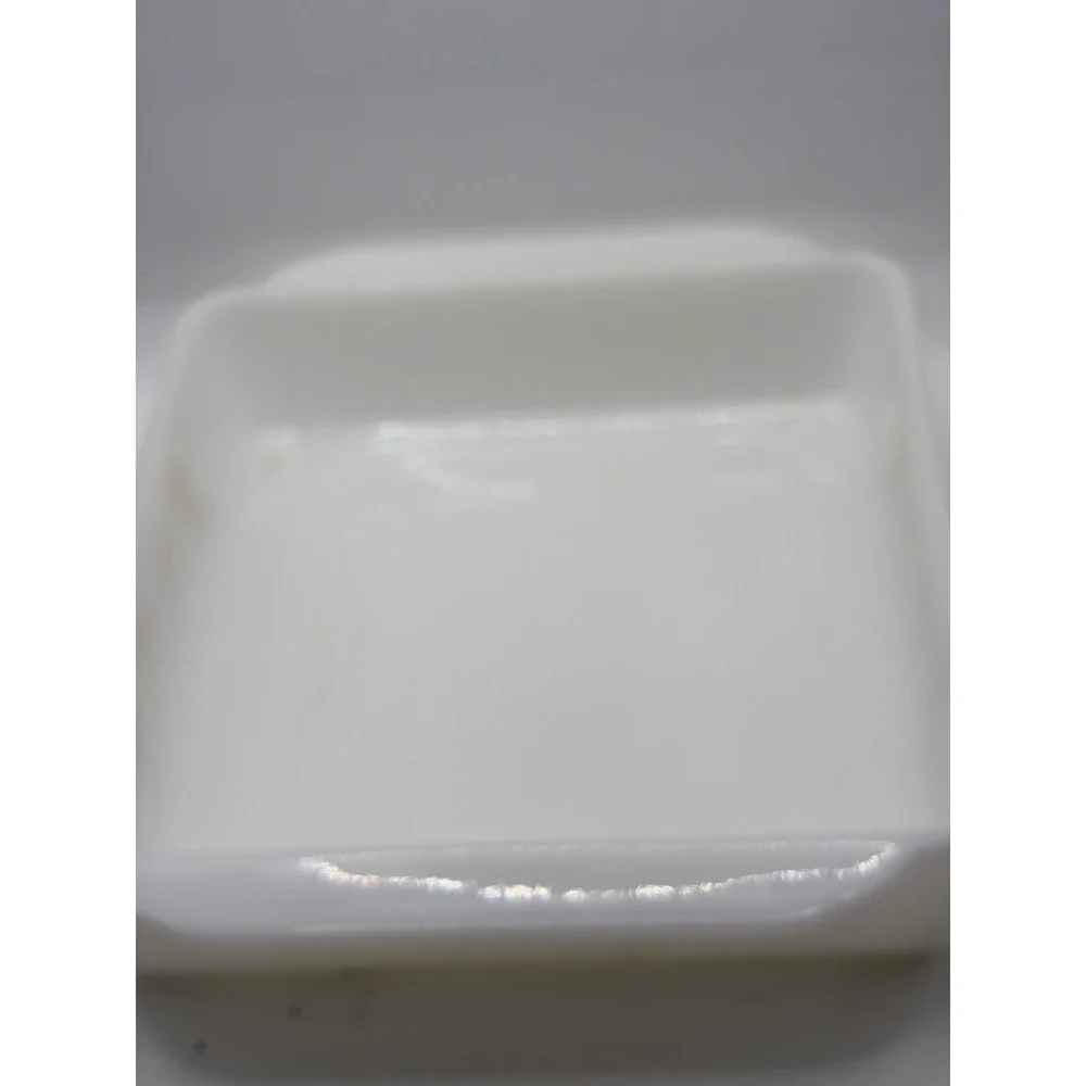 Fire-King 452‎ Milk Glass Wheat Pattern Square Baking Dish 8x8 Vintage USA
